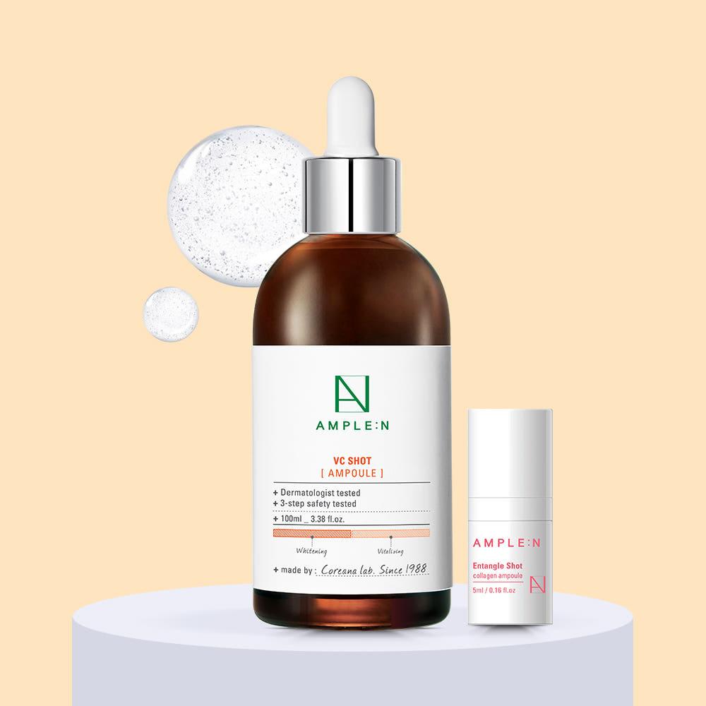 [미니앰플 증정] 앰플엔 VC샷 미백 앰플 대용량 100ml 미백 비타민C 광채 앰플