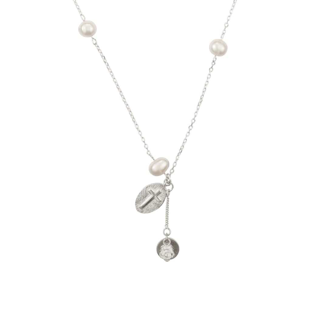 [silver925] pearl droppin necklace-silver