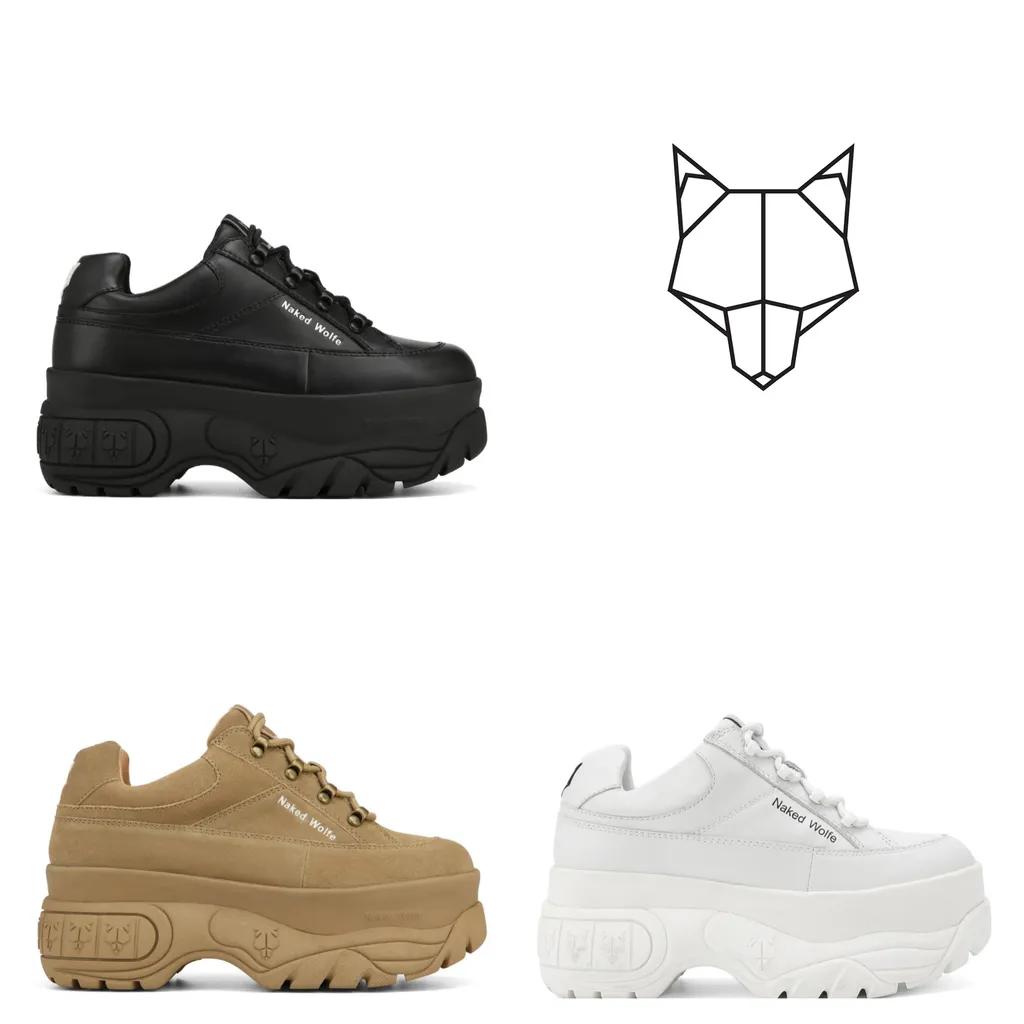 네이키드 울프 스포티 키높이 신발 청키솔 운동화 블랙 화이트 토프