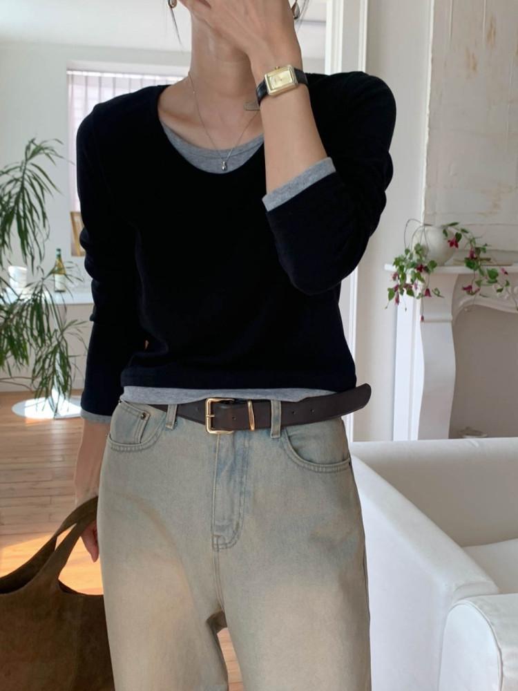 테이 레이어드 티셔츠 (4color)