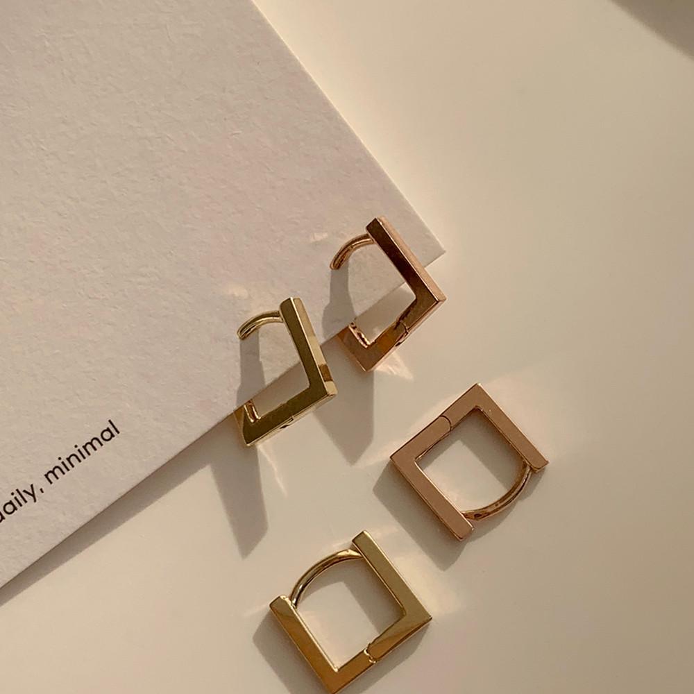 10k 미니 사각 링 귀걸이 원터치 귀걸이 귓바퀴 피어싱 스퀘어 귀찌