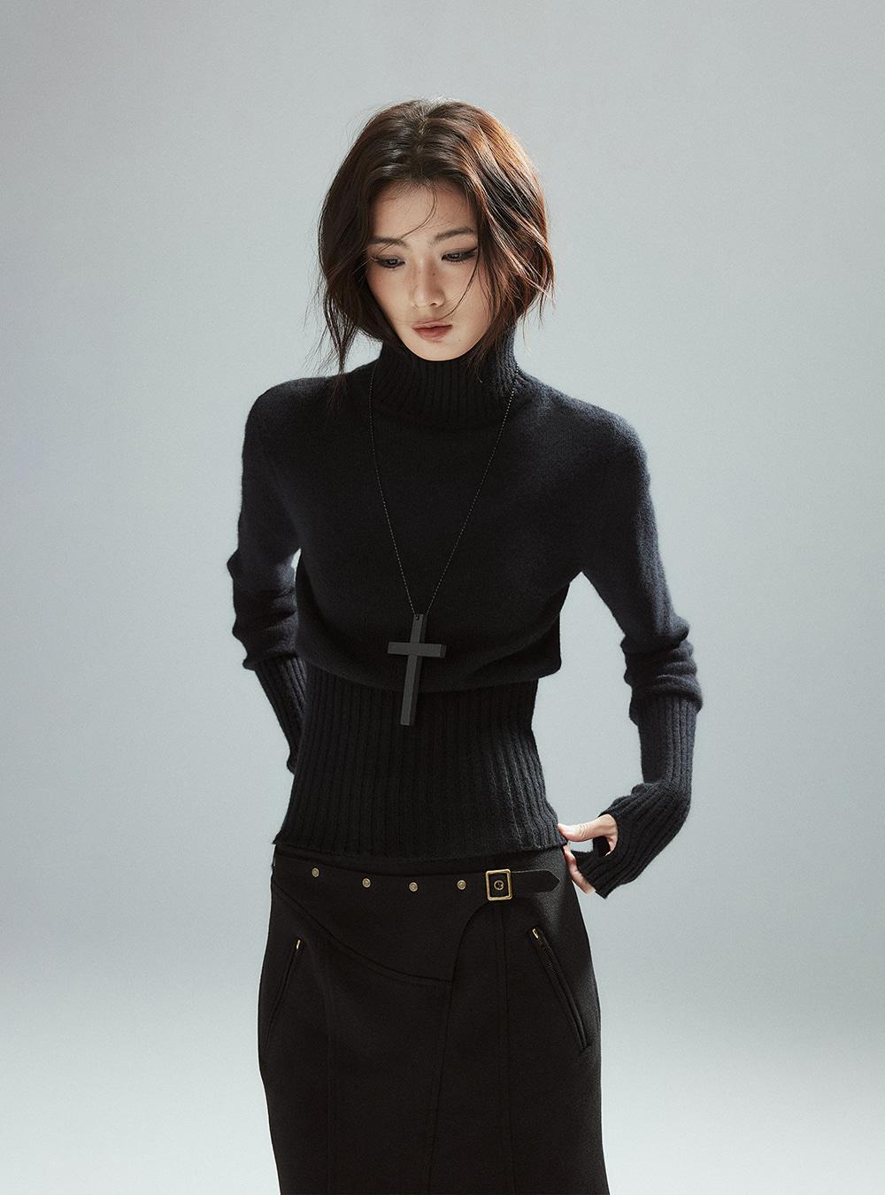 Black Angora Soft Knit Top