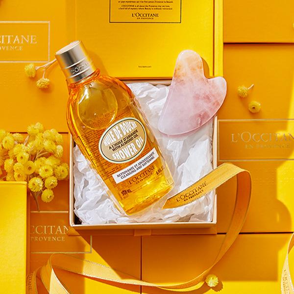 [가을선물] 아몬드 샤워오일 250ml & 스톤 괄사(홈 스파 마사지 바) 세트