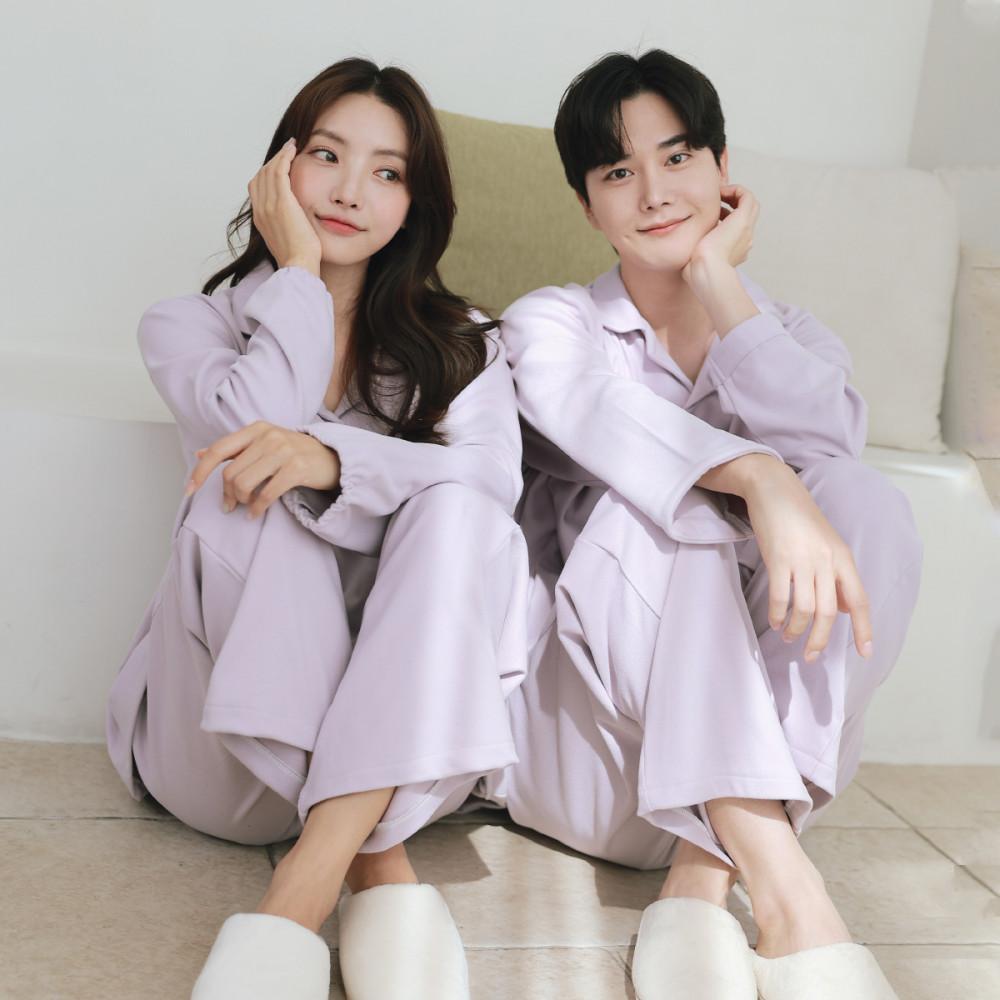 보라모찌 신축성 좋은 도톰한 피치기모 커플 잠옷
