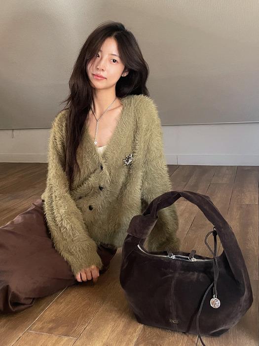 [채랑 PICK] VINTAGE VELVET TWIST STRAP MINI BAG [DARK BROWN]