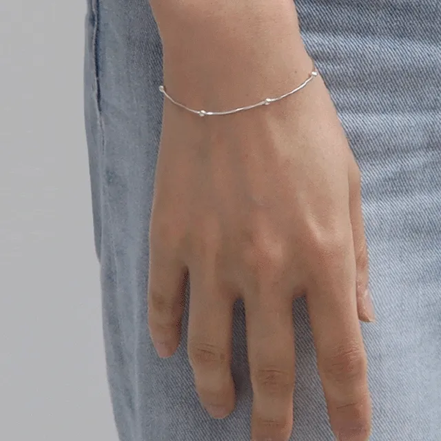 [silver92.5/여리/강추] 두줄 레이어드 볼 은 심플 뱀줄 쉬인 볼체인 팔찌