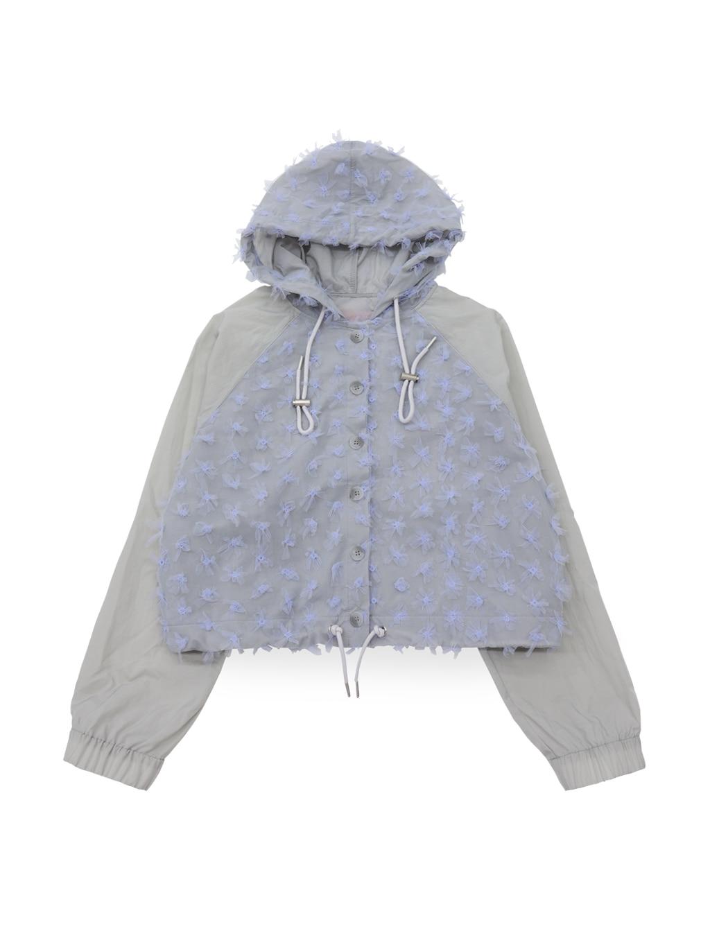 lace crop hood (gray+violet)
