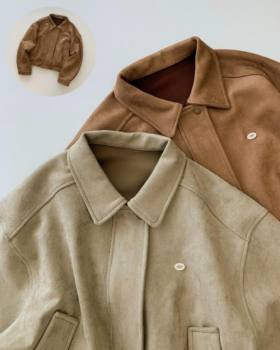 us 스웨이드 세미 크롭 카라 블루종