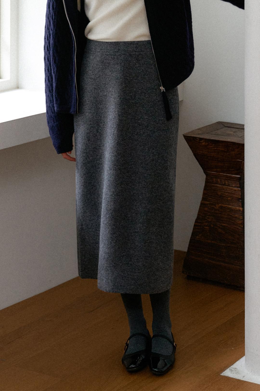 [2차] 시에나 울 블렌드 롱 스커트 (charcoal)