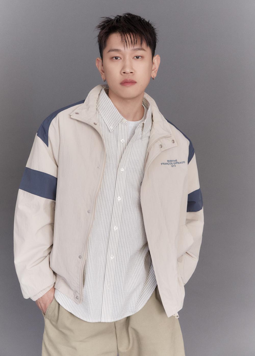 COLOR BLOCK NYLON JACKET beige