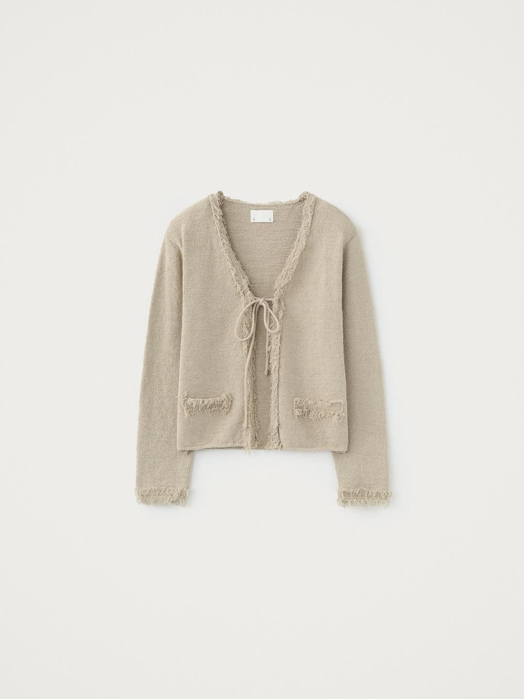 Fringe Open Cardigan, Beige