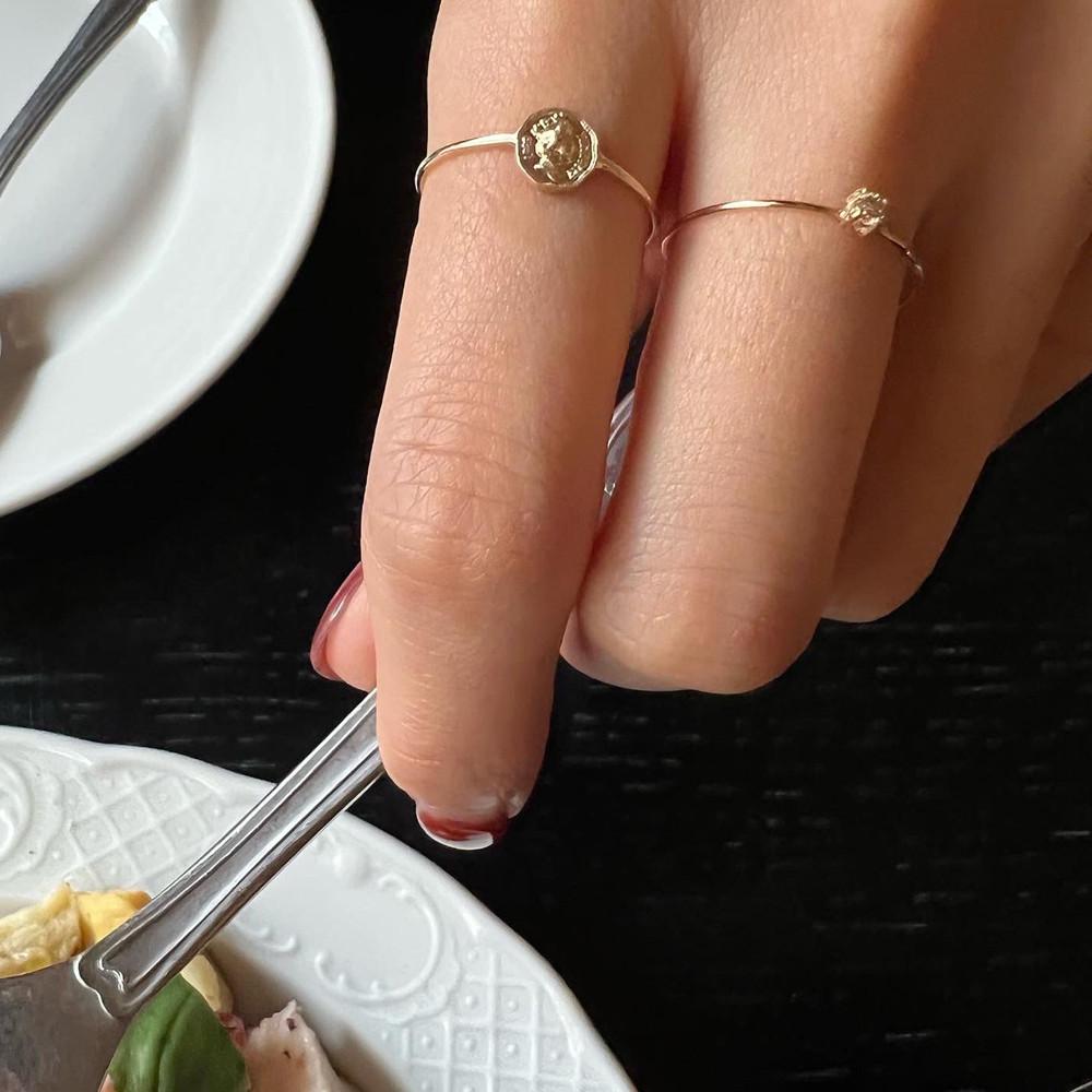 14k 18k 페니 행운 동전 얇은 골드 반지   hier