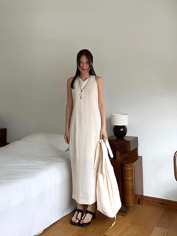 Wave textured halter dress