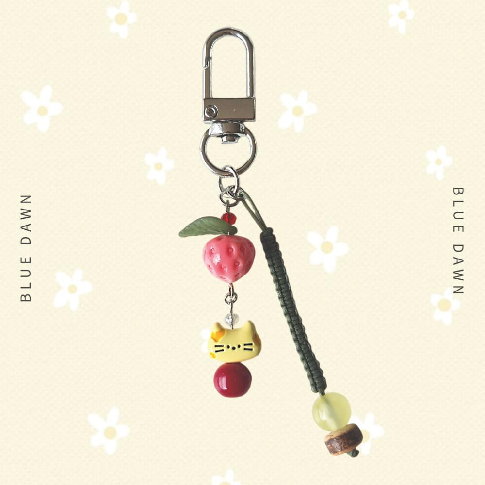 딸기와 유자 냥이 키링 (strawberry yuja)