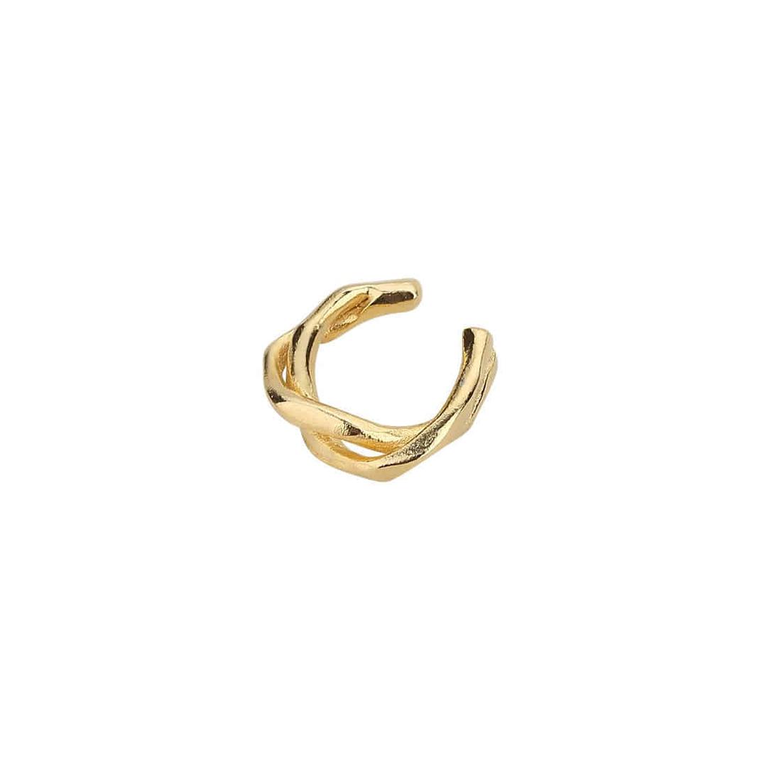 Twisted branch gold earcuff