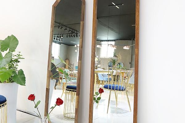 멀바우 월넛 원목 팔각 와이드 전신거울 현관 스탠드 거울 SL059