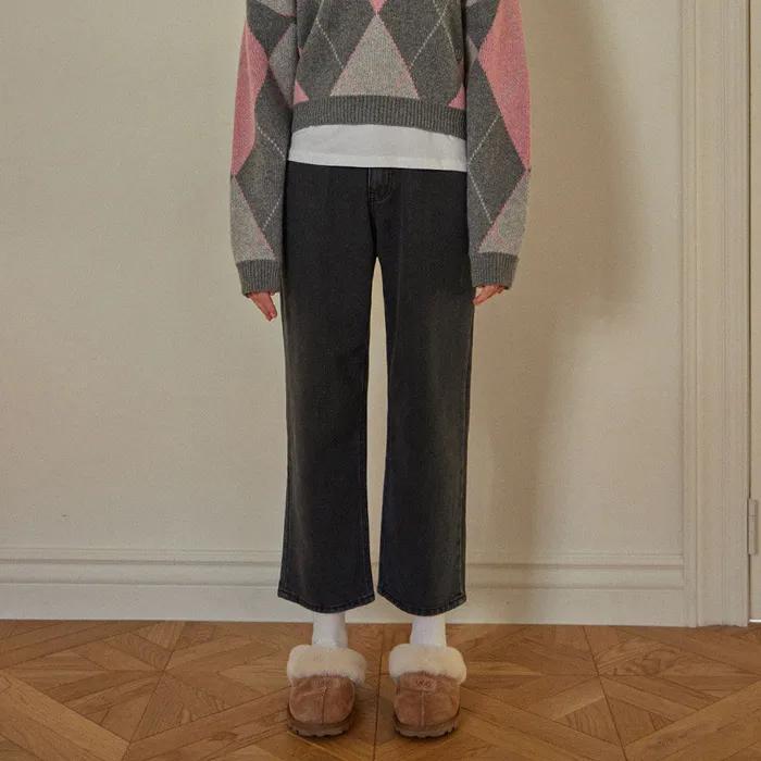 BANDING STRAIGHT CROP DENIM_2COLORS_BLACK