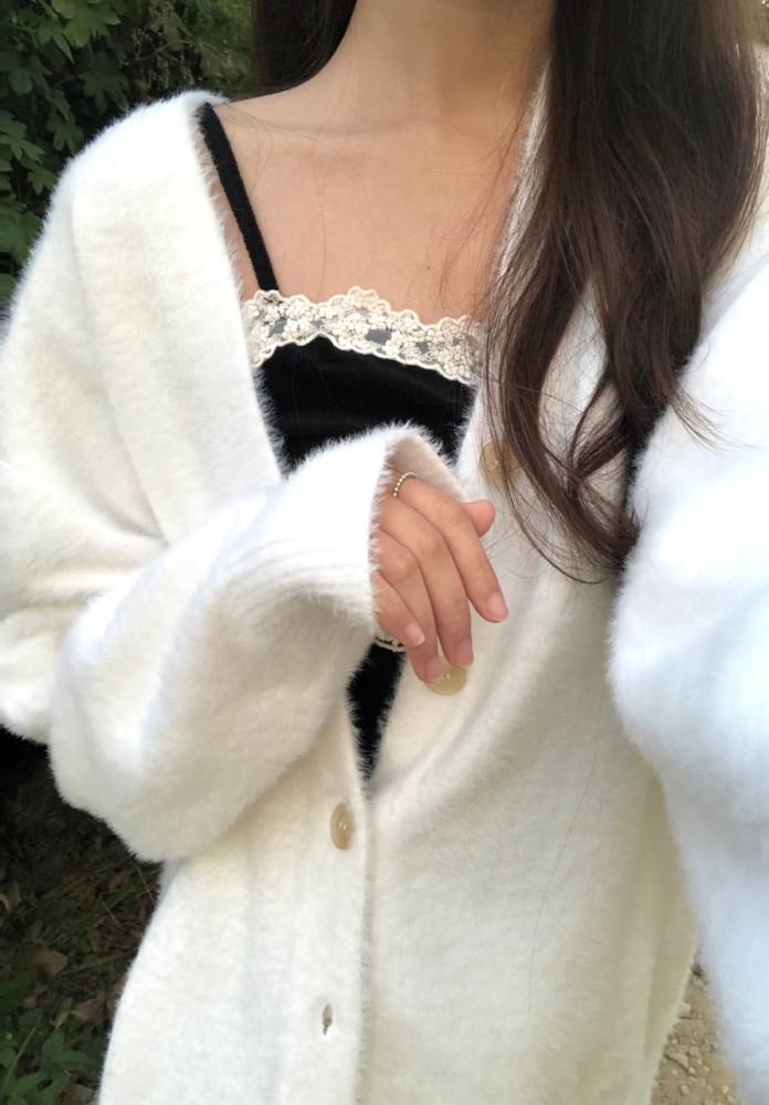 Snow hairy cardigan (4color) 모헤어 루즈핏 가디건