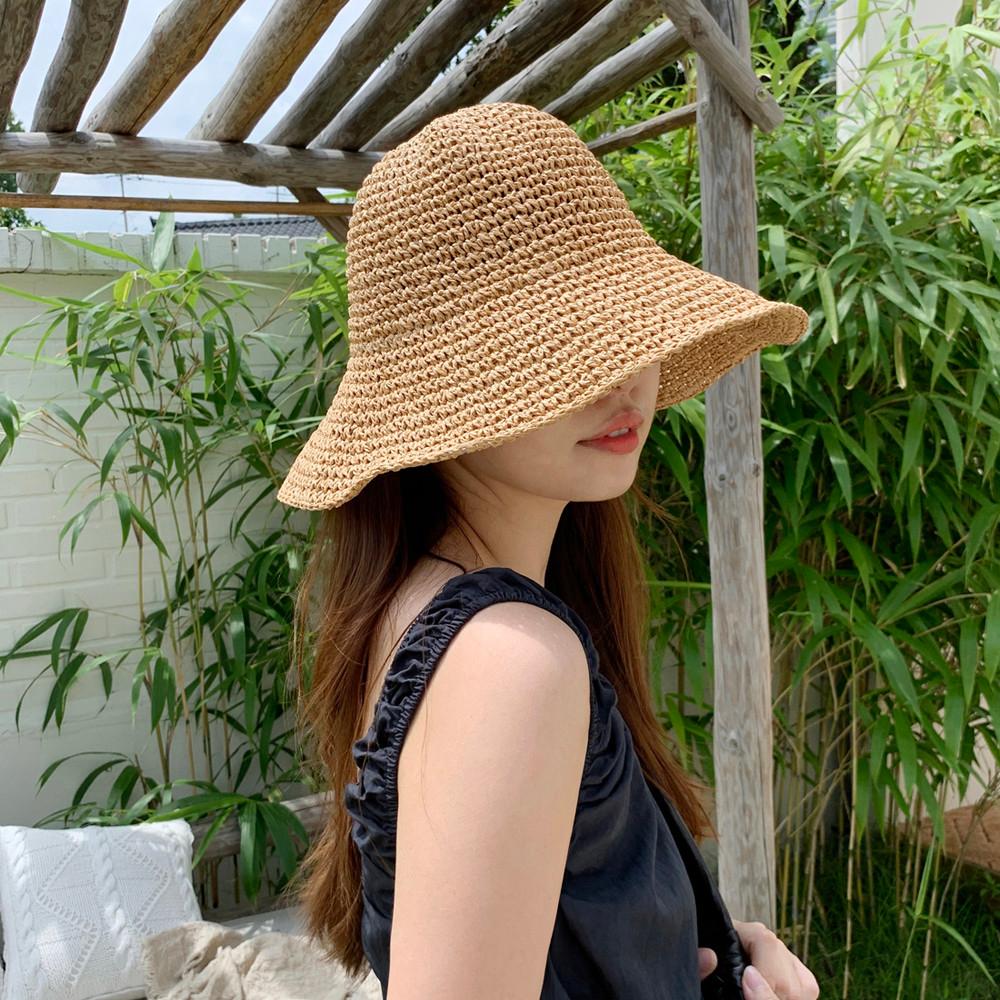 라탄 여성 버킷햇 여자 여름모자 우먼 벙거지 밀짚모자 휴양지 비치 플로피 챙넓은 라피아햇