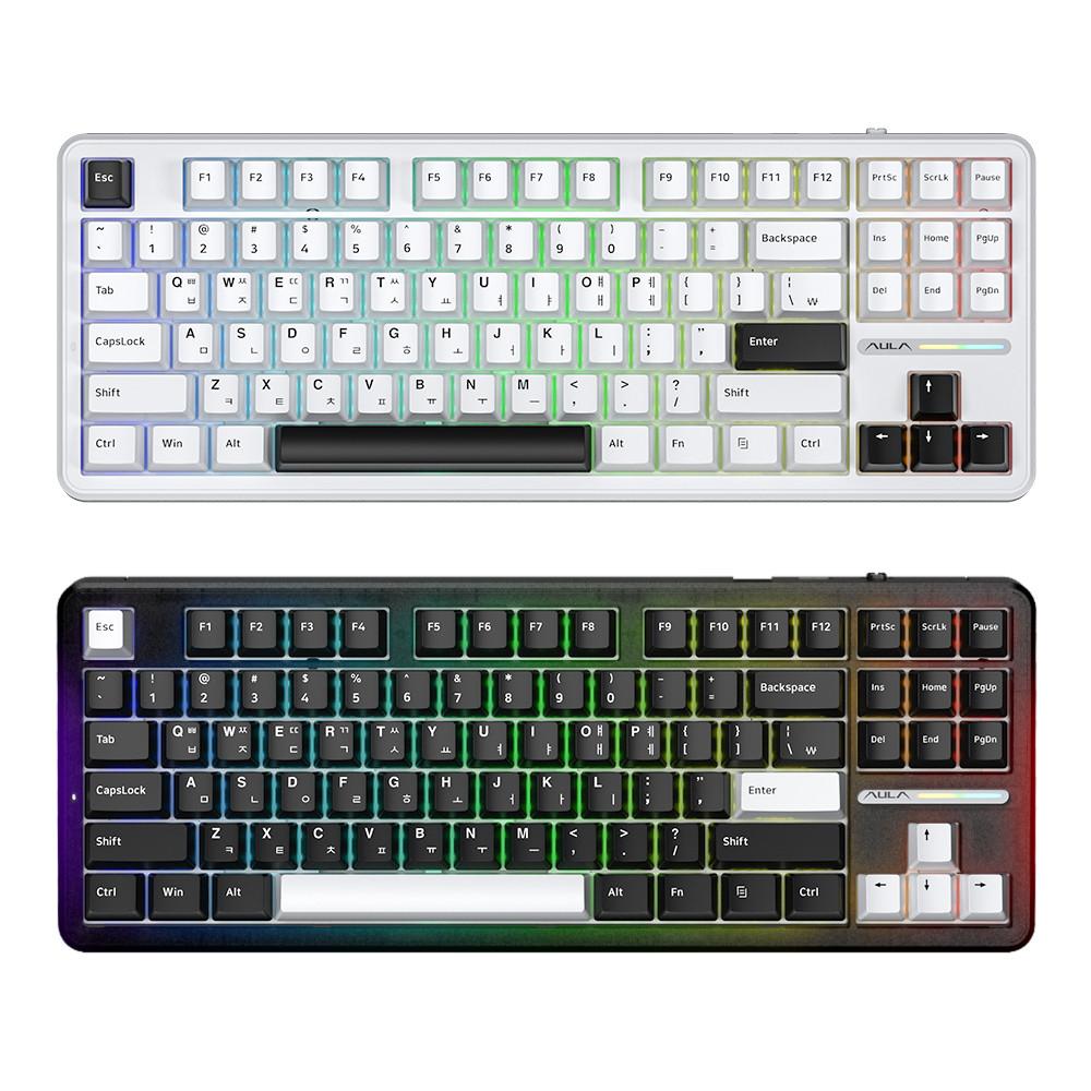 [화이트 03/19 오후3시 판매예정] AULA F87Pro 독거미 유무선 핫스왑 풀윤활 기계식 키보드 한글