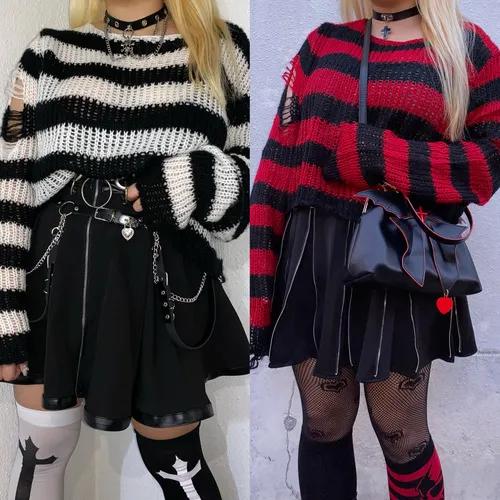 (BEST🚚)솔리드 스트라이프 크롭 니트