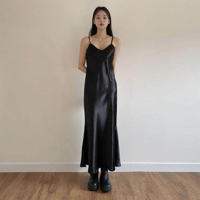 새틴 실크 슬립 나시 맥시 롱원피스 뷔스티에 셀프웨딩 드레스_클루이가넷_2