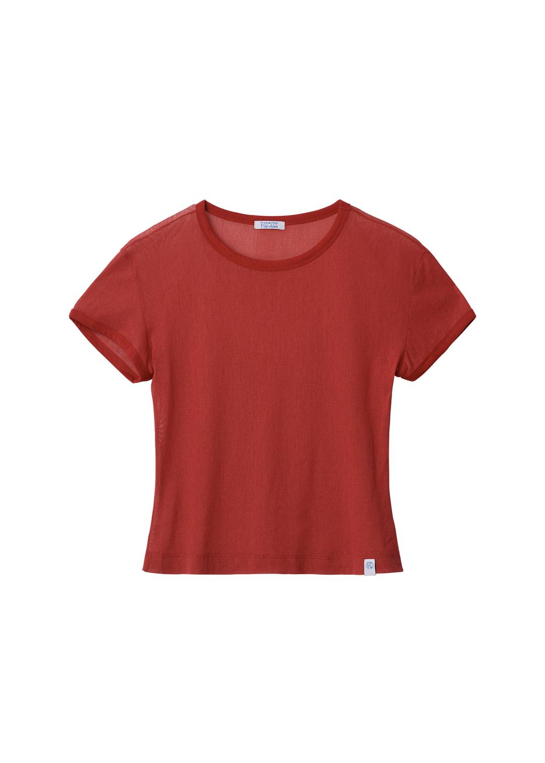 Cotton Mesh Slim Fit T-shirt_Red