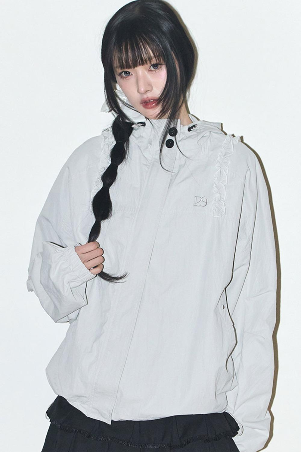 [02/13 예약발송] 오블리크 프릴 후드 자켓 그레이