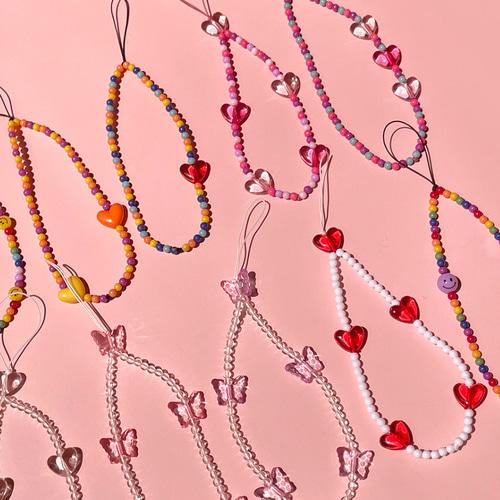 [추찬/주문폭주] 레트로 비즈 스마트폰 핸드폰 스트랩 키링 폰줄