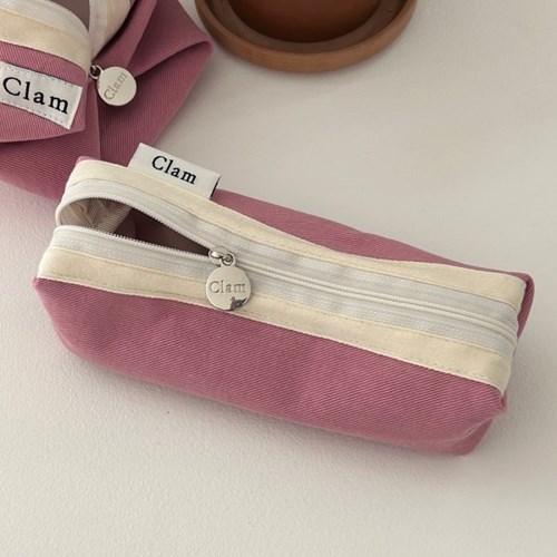 Clam round pencilcase _ Dry pink