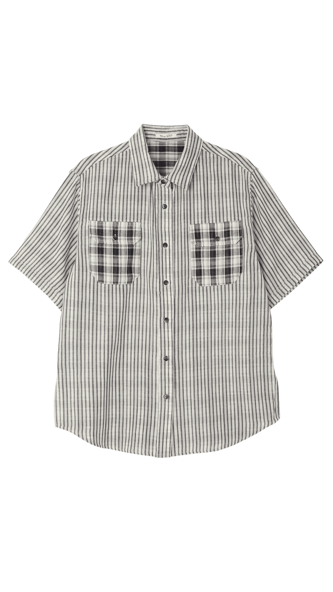 Check x Stripe shirt_black