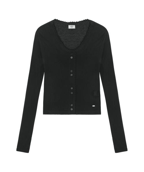 LACE TENCEL CARDIGAN-BLACK