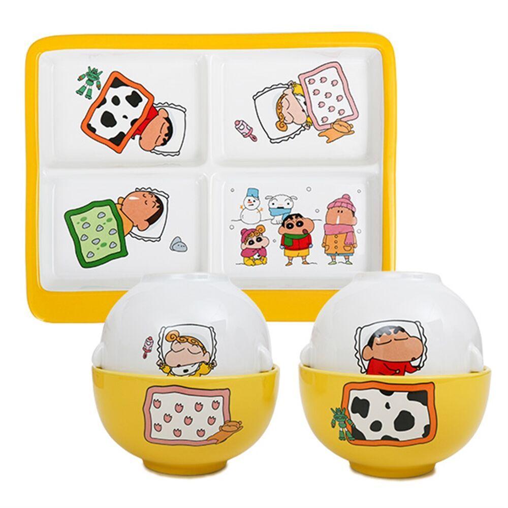 짱구 2인 식기 5P 세트 식판1+ 국그릇 밥그릇4P 식판