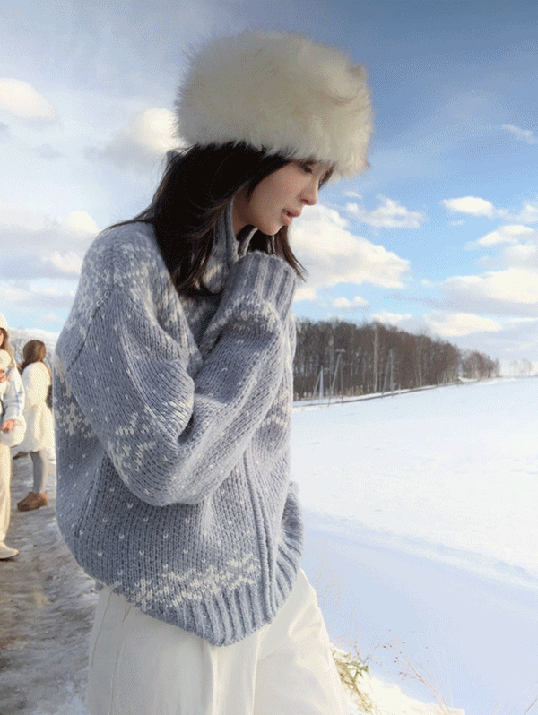 슬로우앤드 [여행룩추천!☃️] #SLOWMADE. 코위찬 스노우 니트집업 - 2 color