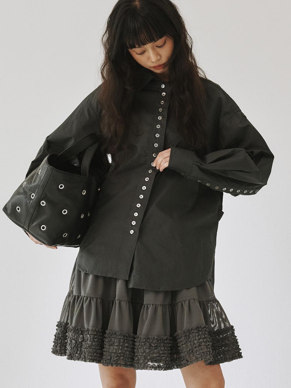 [PLZPROJECT]PAPER BUTTON SHIRT, CHARCOAL