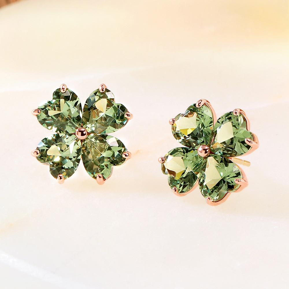 골드팡 14k 딥그린네잎클로버 귀걸이