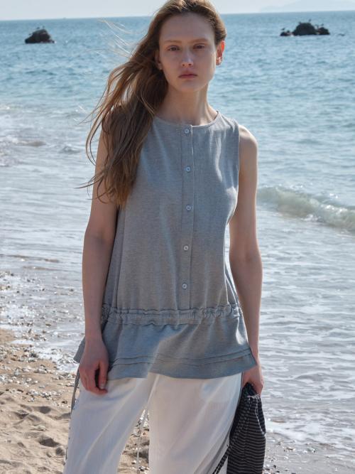 Waist String Sleeveless Layered Top VW6MO560_2color