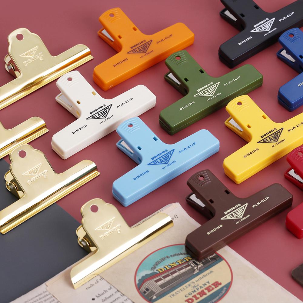 펜코 클립 플라스틱 메탈 골드 빈티지 사무용 서류 집게 더블