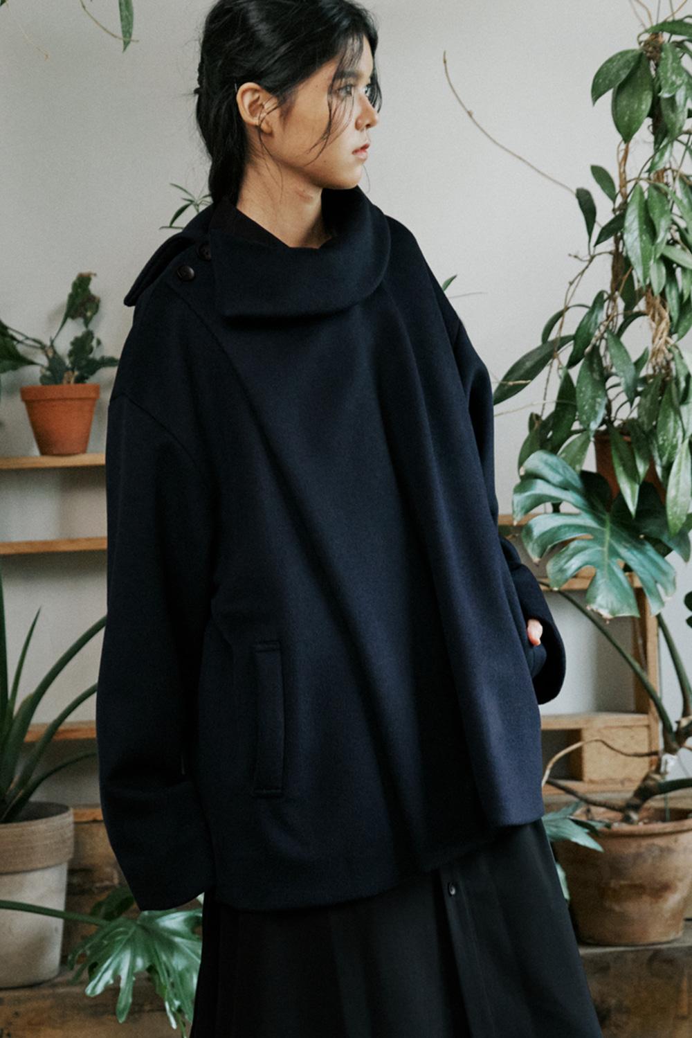 unisex side collar coat navy [ 3color ]