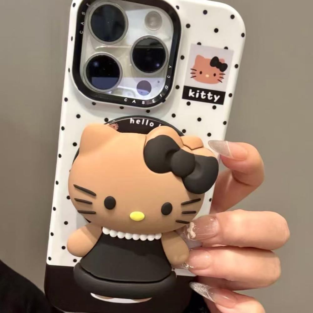 블랙 땡땡이 키티 입체형 그립톡 아이폰17 케이스