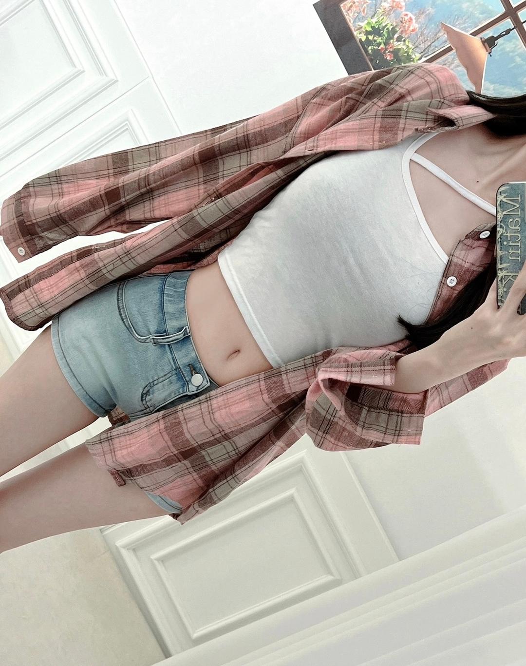 필멜란지 당일출고[루즈핏/살안타템💝] 블리 루즈 핑크 체크 셔츠