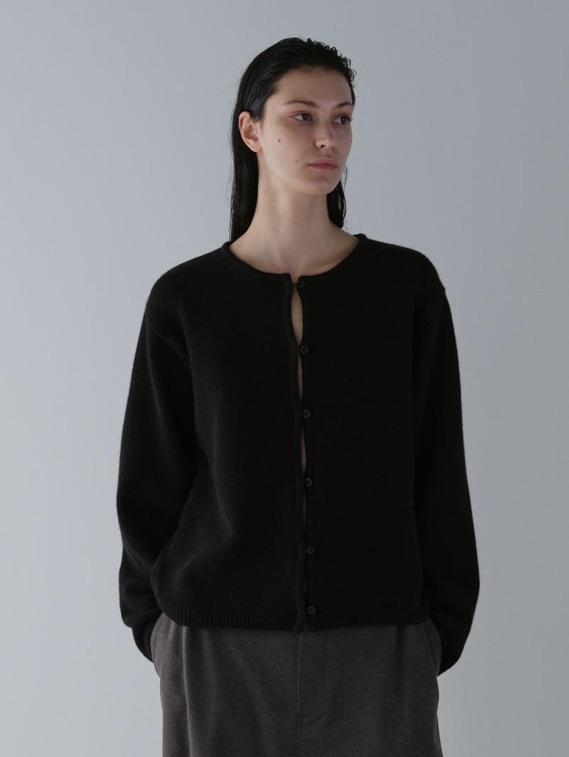 Wool Crew neck Cardigan (black)