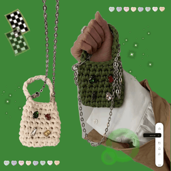 뜨개 니트 미니 귀여운 작은 큐빅 비즈 보석 에어팟 카드 지갑 손가방 크로스백