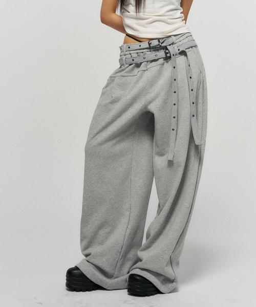 BELTED SWEAT PANTS GREY