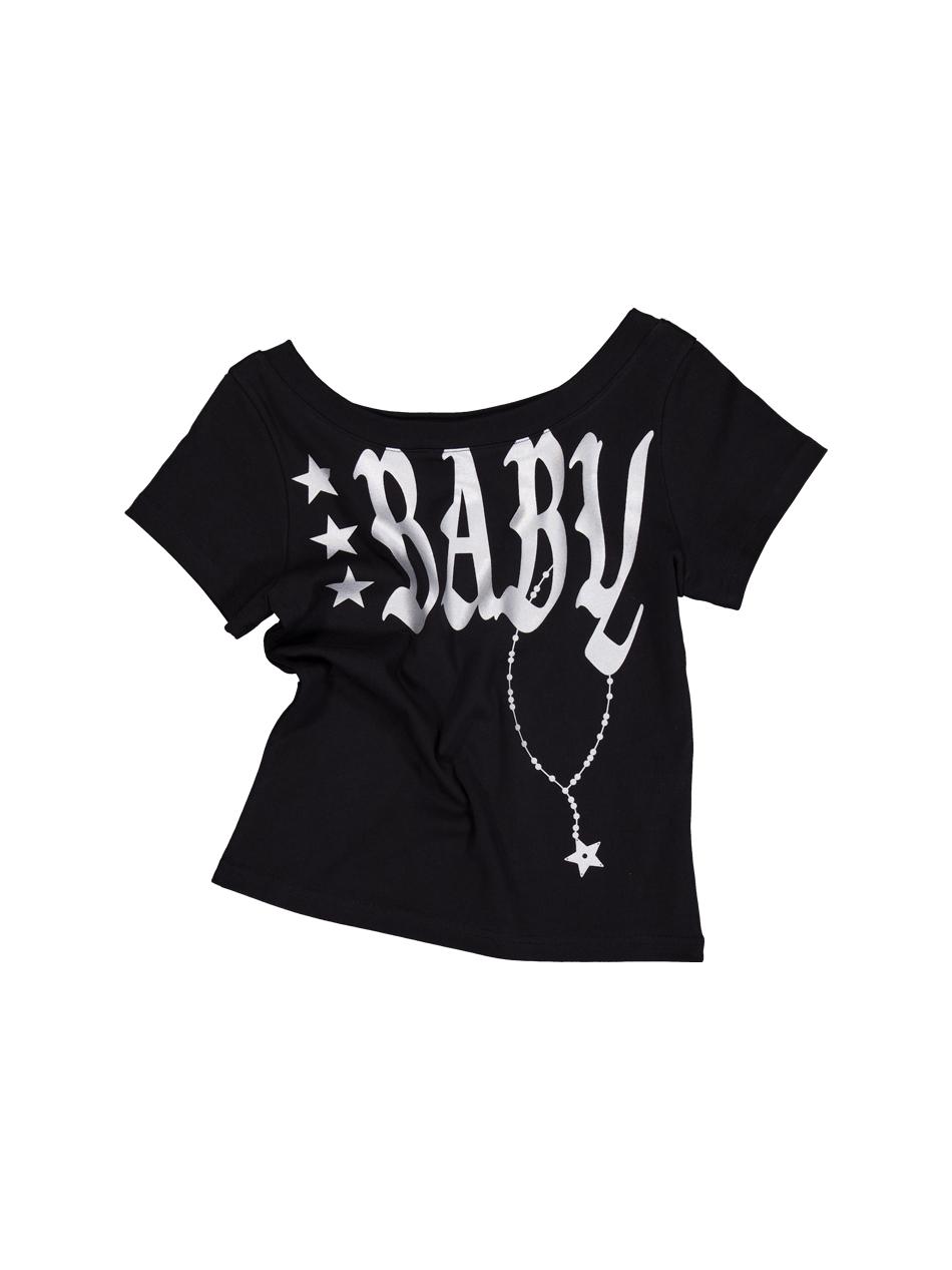 BABY WIDE NECK TOP / BLACK