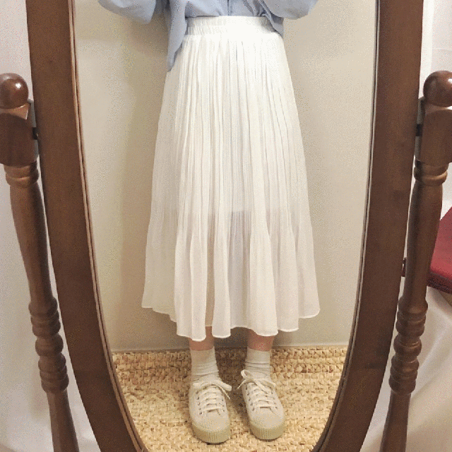 [착한가격, 핏보장] 플린 주름 롱스커트, 데일리템으로 필수:)