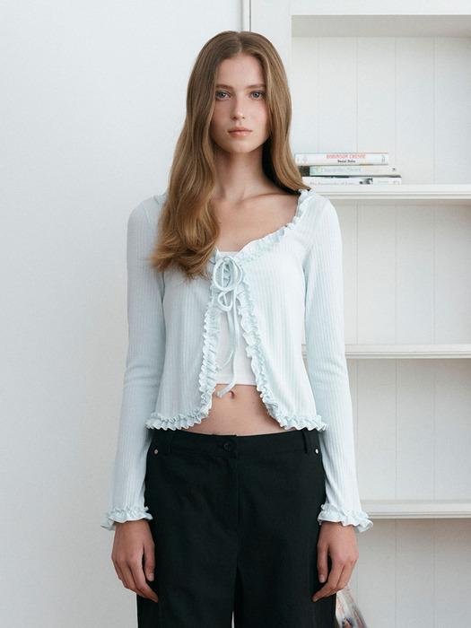 HEM FRILL CARDIGAN (SKY BLUE)