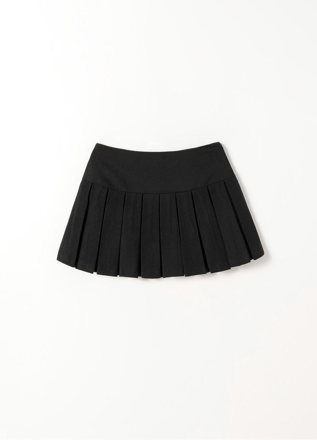 Aria Wool Pleated Skirt(Black)