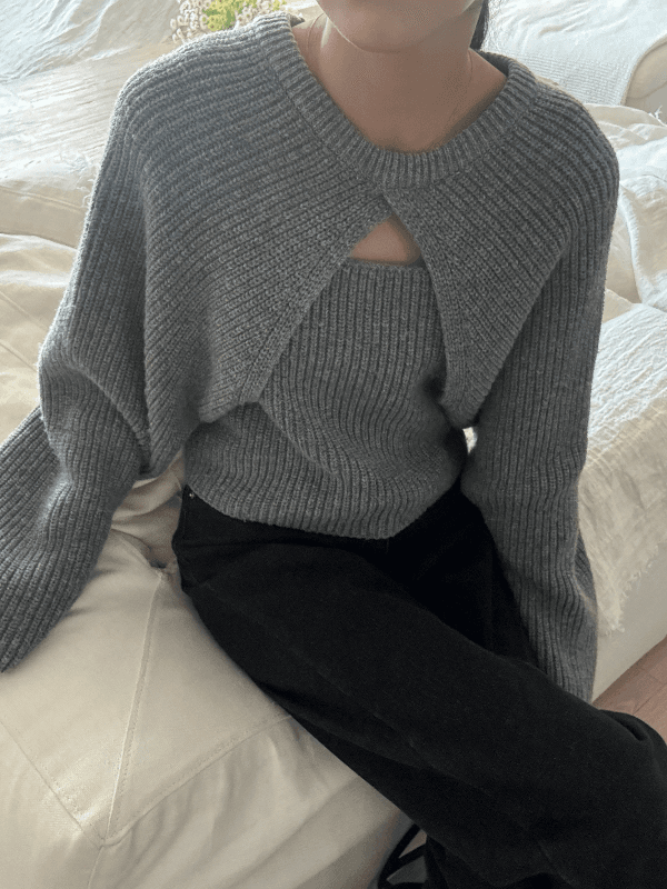 플린 울 나시 볼레로 세트 2color