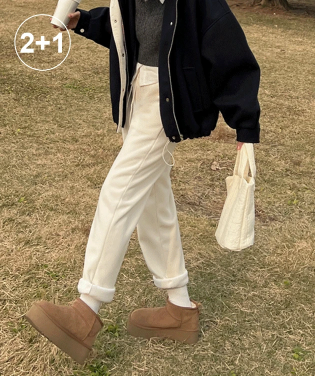 [1+1+1][남녀공용] 클릭 코듀로이 테이퍼드 밴딩 양털 팬츠